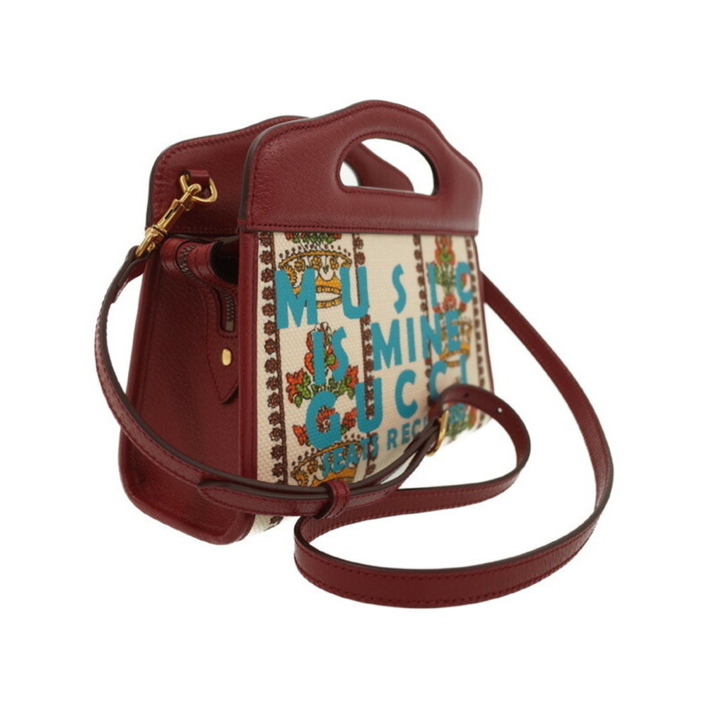 Gucci 100th Anniversary Shoulder Bag Ivory Jacquard bordeaux leather Red - Picture 2 of 5